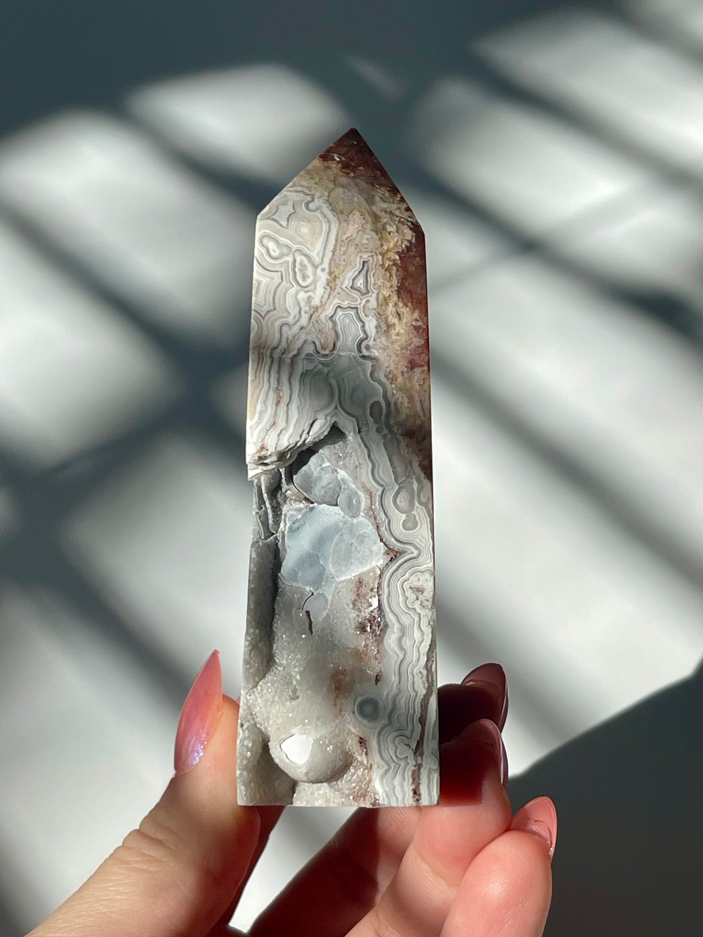 Mexican Crazy Lace Agate with Druzy Caves