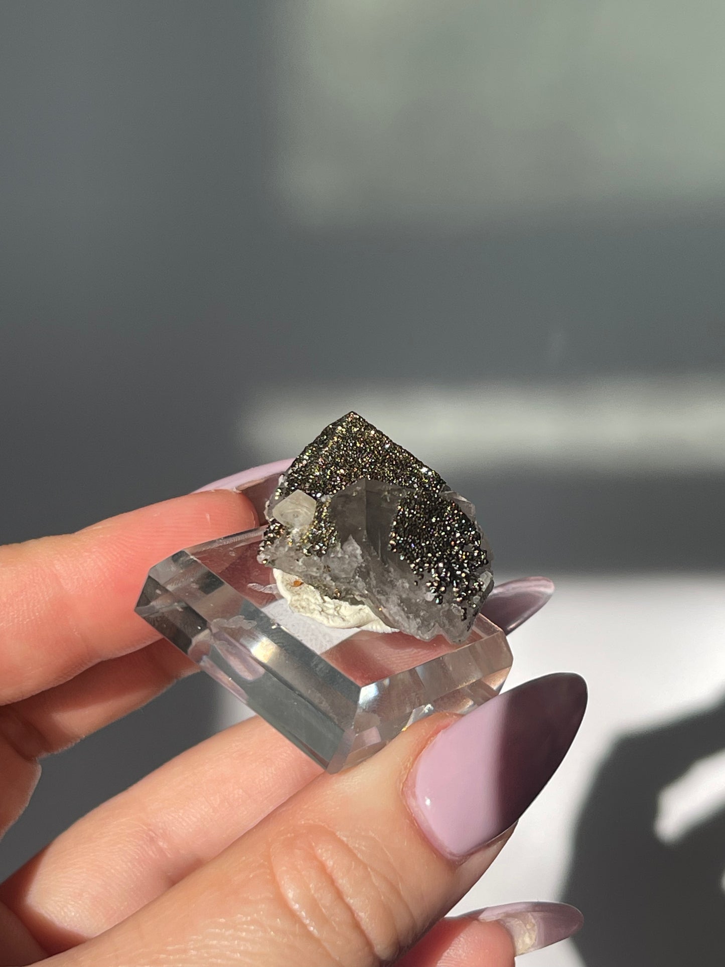 Yaogangxian Fluorite with Pyrite Coating/Calcite - 16 grams