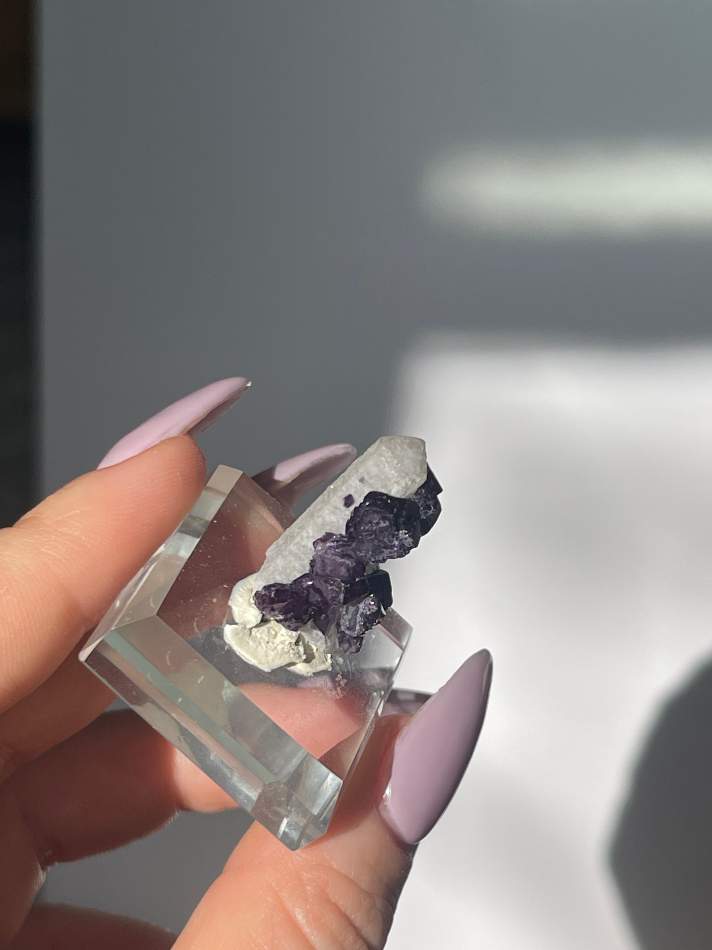 Huanggangliang Candle Quartz Point Coated with Purple Fluorite - 5 grams