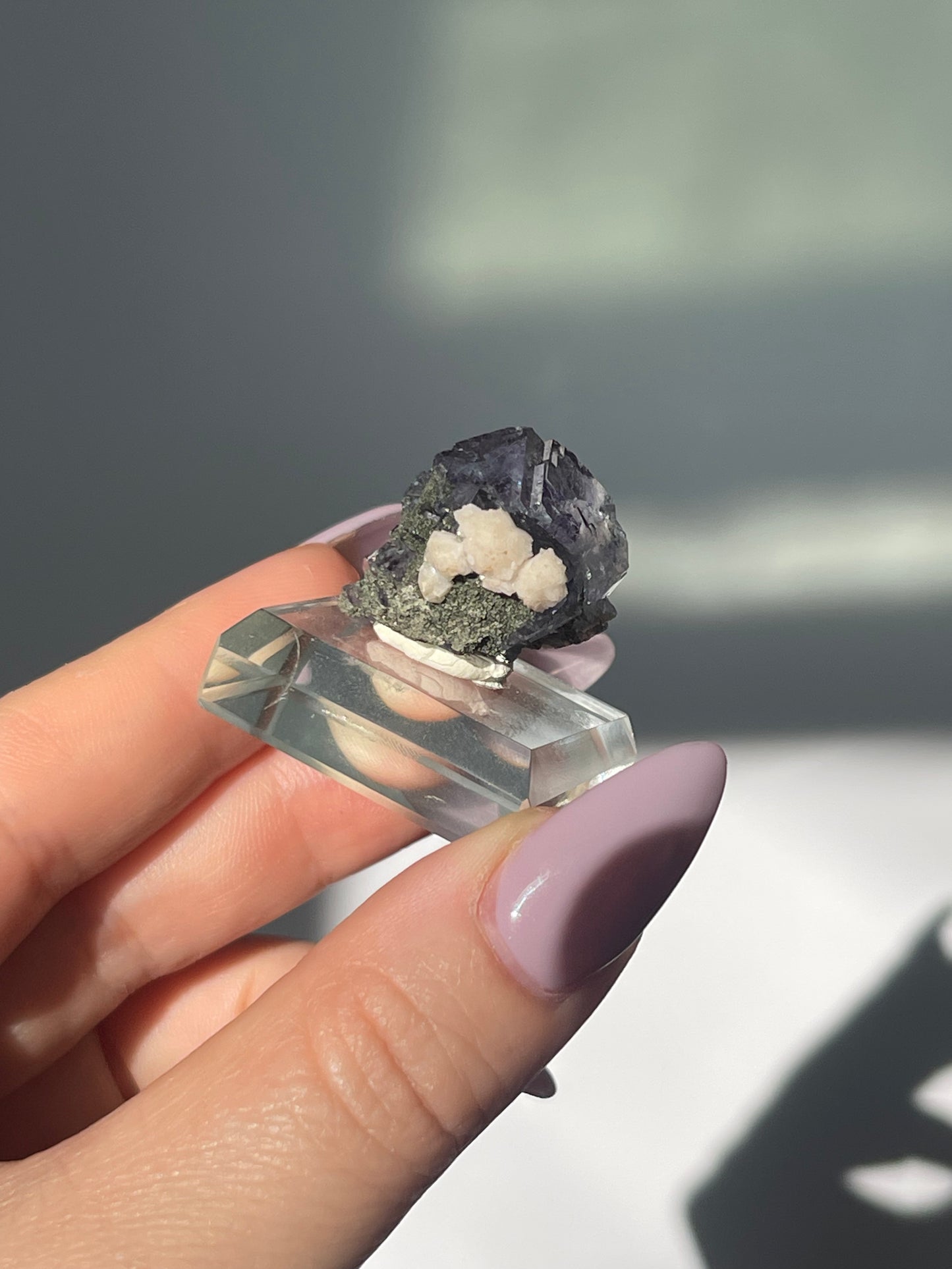 Yaogangxian Deep Purple Phantom Flourite with Epidote/Dolomite/Mica - 13 grams