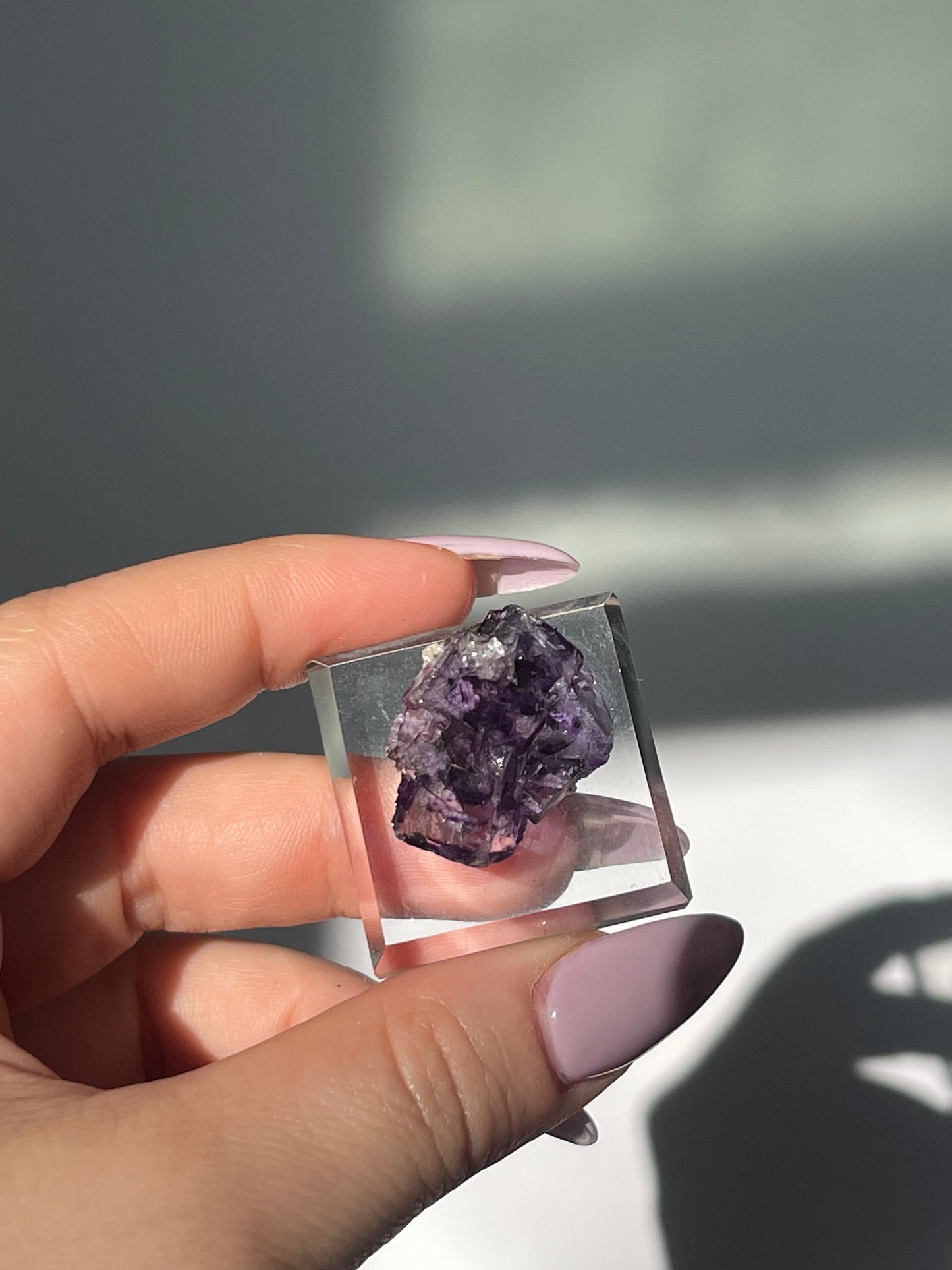 Yaogangxian Deep Purple Flourite with Calcite - 8 grams