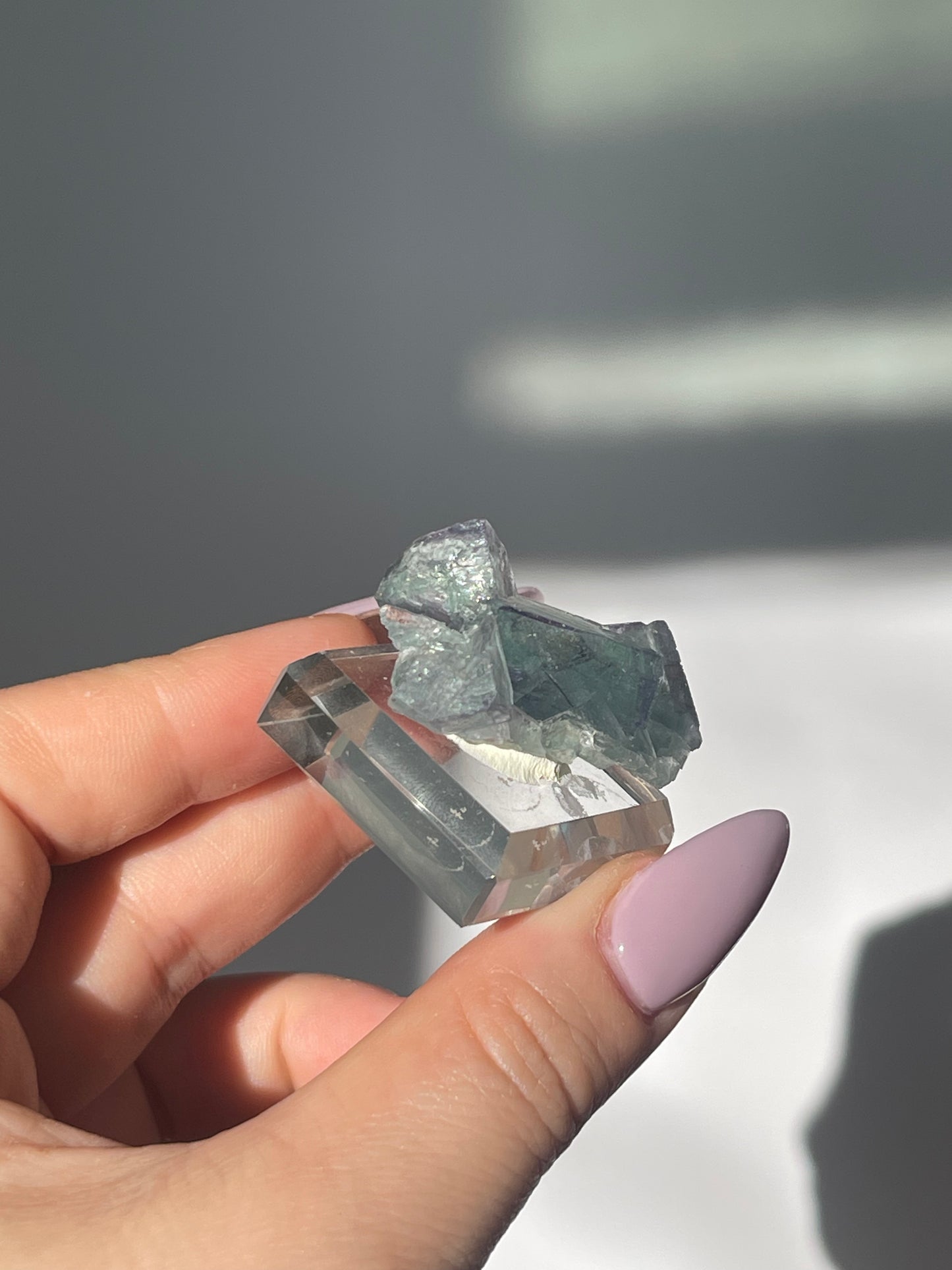 Yaogangxian Green Cubic Fluorite with Hairline Rutile - 14 grams