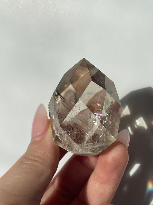 Light Smokey Quartz Multi Faceted Egg