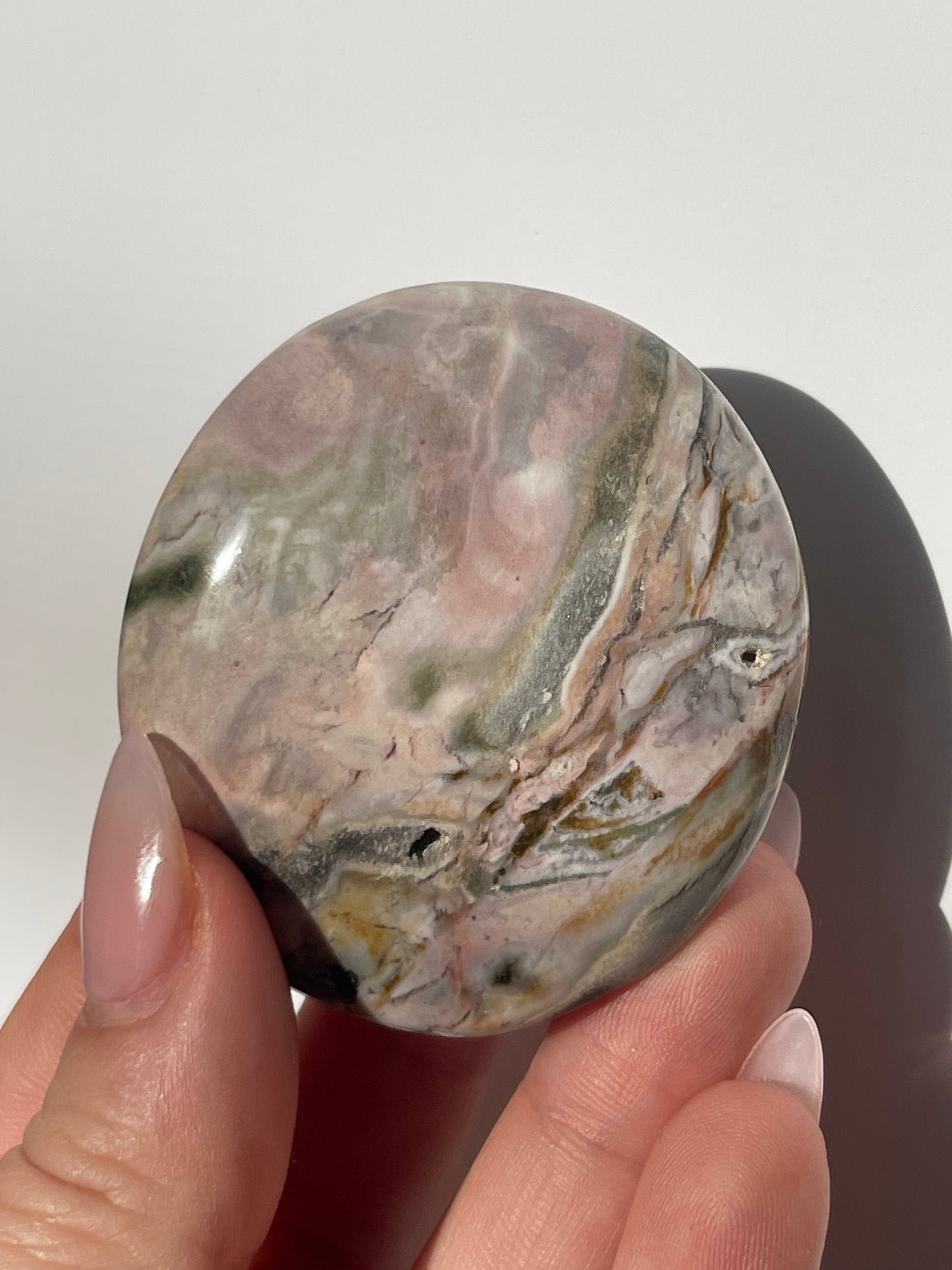 Pink Sea Jasper Palm Stone