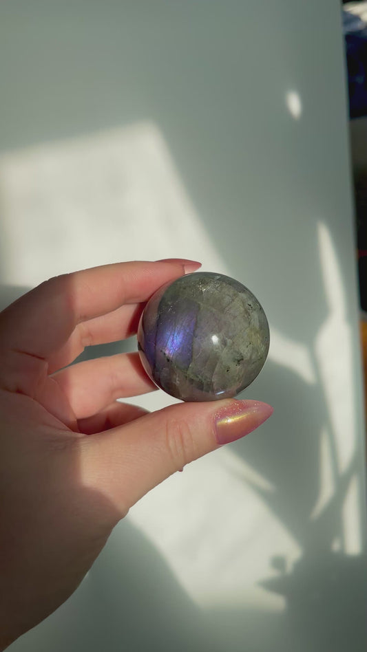 Labradorite Sunset Pink Sphere 45mm
