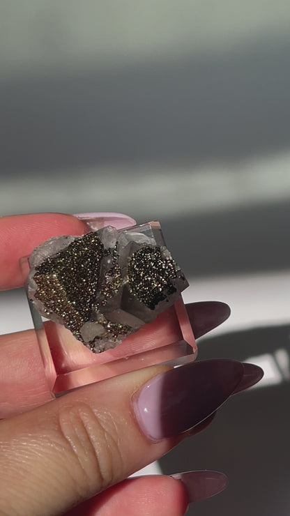 Yaogangxian Fluorite with Pyrite Coating/Calcite - 16 grams