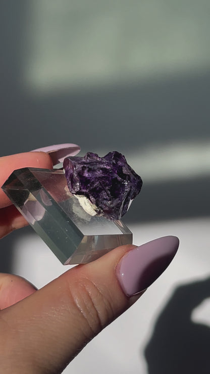 Yaogangxian Deep Purple Flourite with Calcite - 8 grams