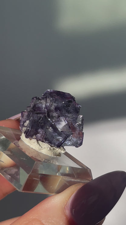 Yaogangxian Light Purple Cubic Phantom Flourite with Dolomite - 9 grams