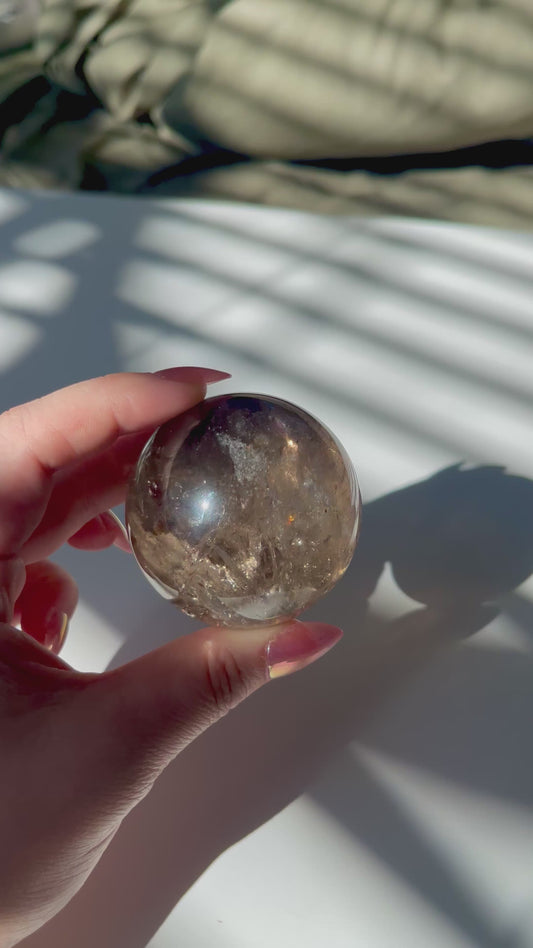 Rainbow Filled Smokey Quartz Sphere