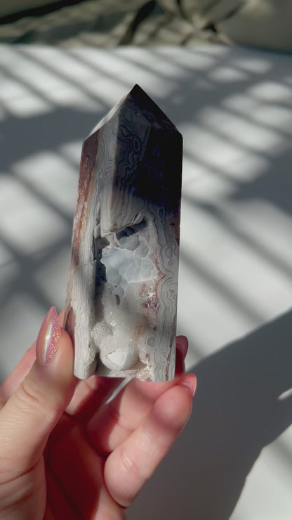 Mexican Crazy Lace Agate with Druzy Caves