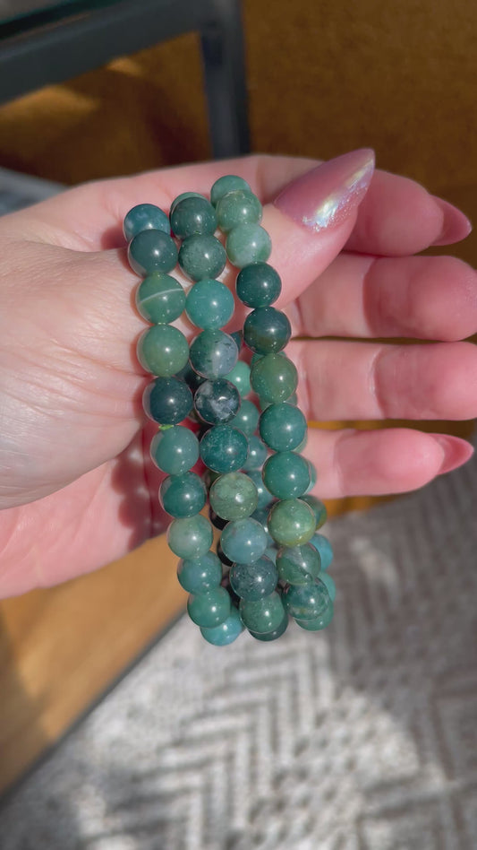 Moss Agate Bracelet - 8mm