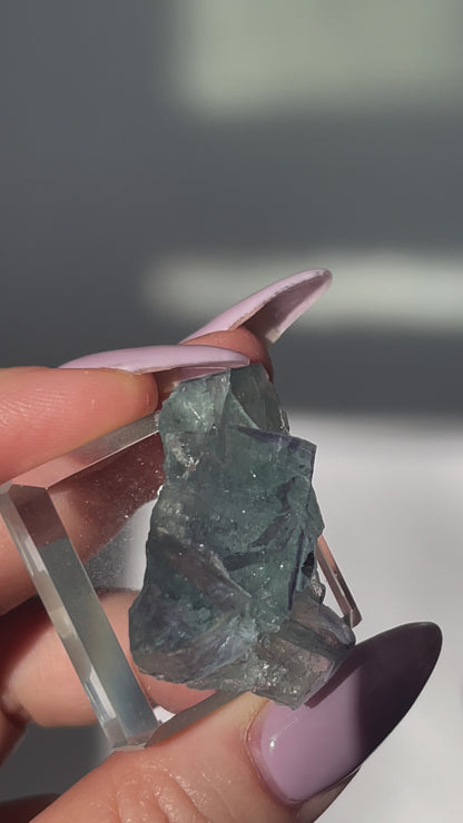 Yaogangxian Green Cubic Fluorite with Hairline Rutile - 14 grams