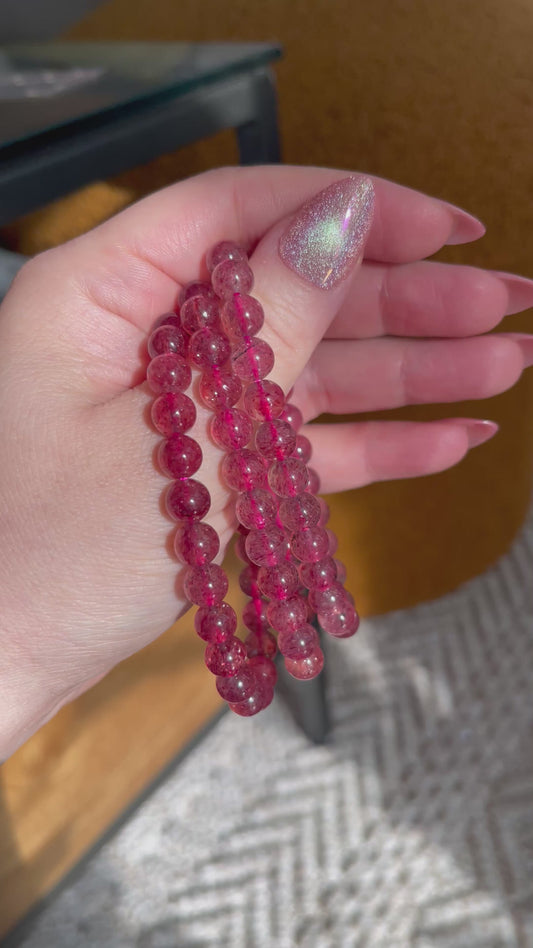 HQ Strawberry Quartz Bracelet - 7mm